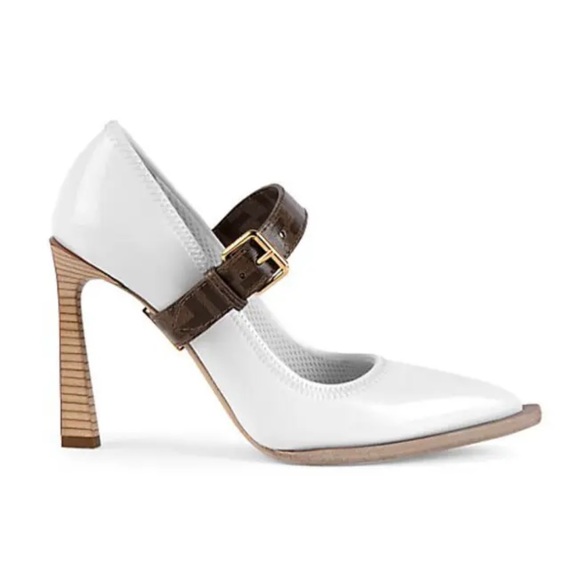 Fendi Wo Patent Neoprene Mary Jane Pumps Heels White Women’s EU 36/US 6 - Picture 1 of 11